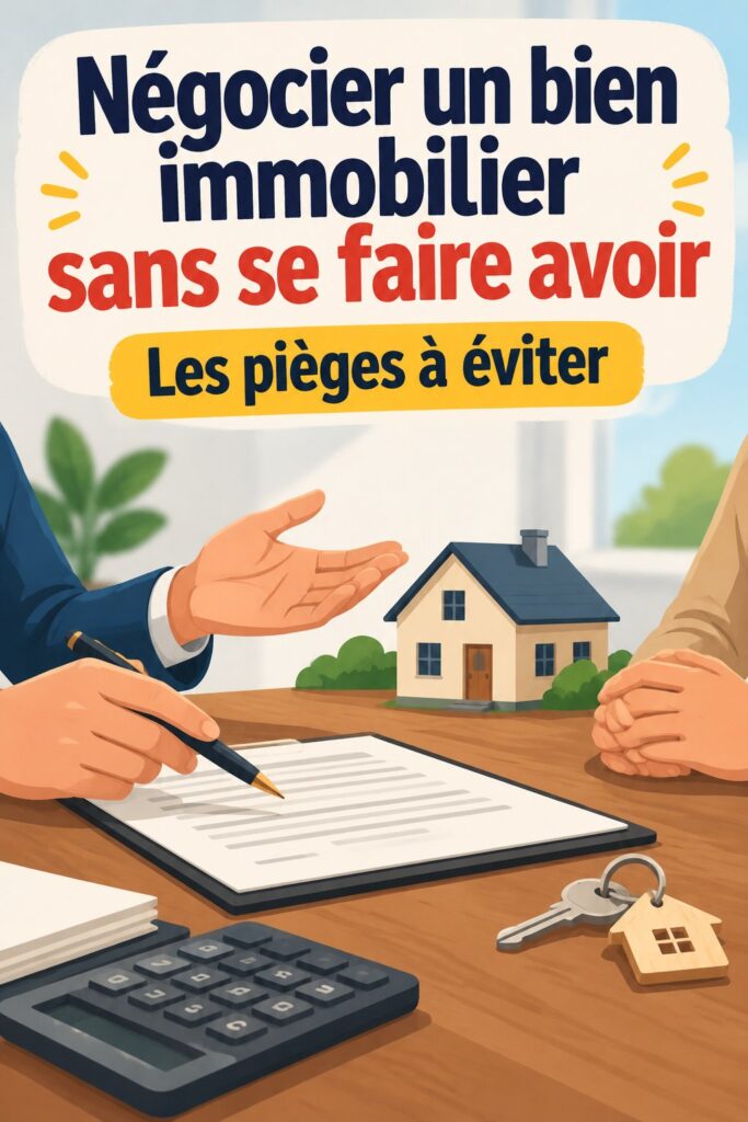 Illustration d'une femme en train de négocier l'achat d'un bien immobilier, symbole de la confiance et de l'astuce.