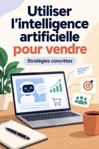 Visuel d'une femme utilisant une application d'intelligence artificielle pour la vente immobilière.